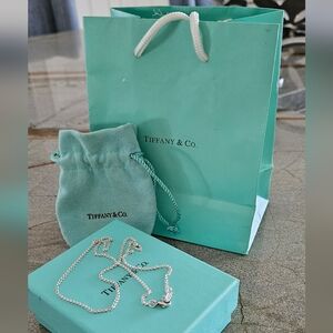 Tiffany & Co. Silver Necklace with Box Pouch and Bag